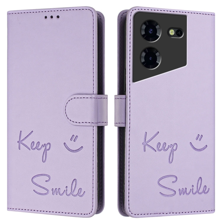 For Tecno Pova 5 Pro 5G Smile Embossing RFID Leather Phone Case