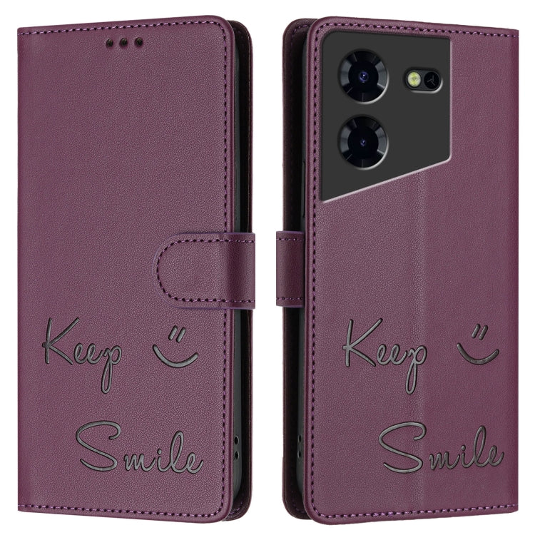 For Tecno Pova 5 Pro 5G Smile Embossing RFID Leather Phone Case