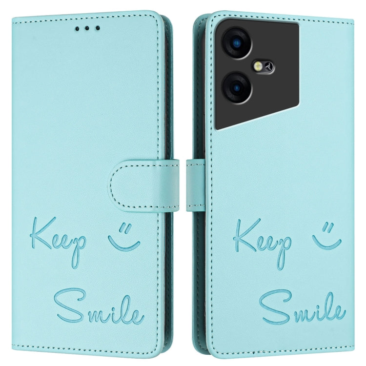 For Tecno Pova Neo 3 Smile Embossing RFID Leather Phone Case
