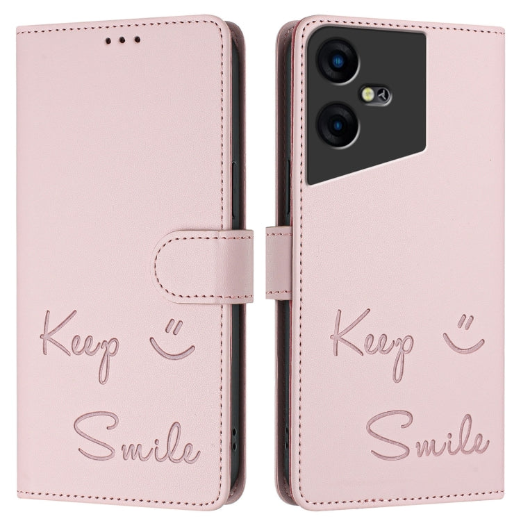 For Tecno Pova Neo 3 Smile Embossing RFID Leather Phone Case