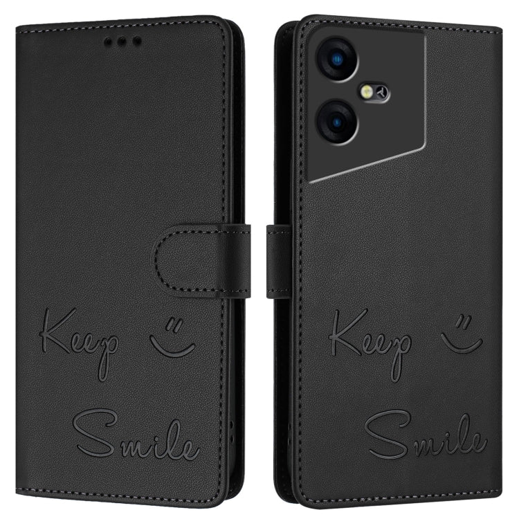 For Tecno Pova Neo 3 Smile Embossing RFID Leather Phone Case