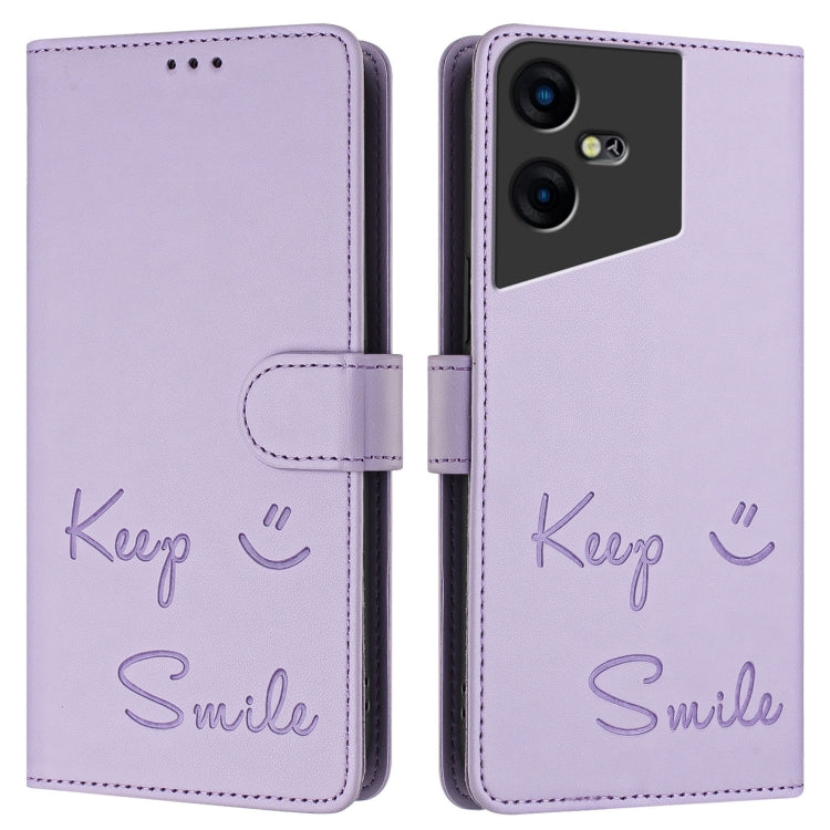For Tecno Pova Neo 3 Smile Embossing RFID Leather Phone Case