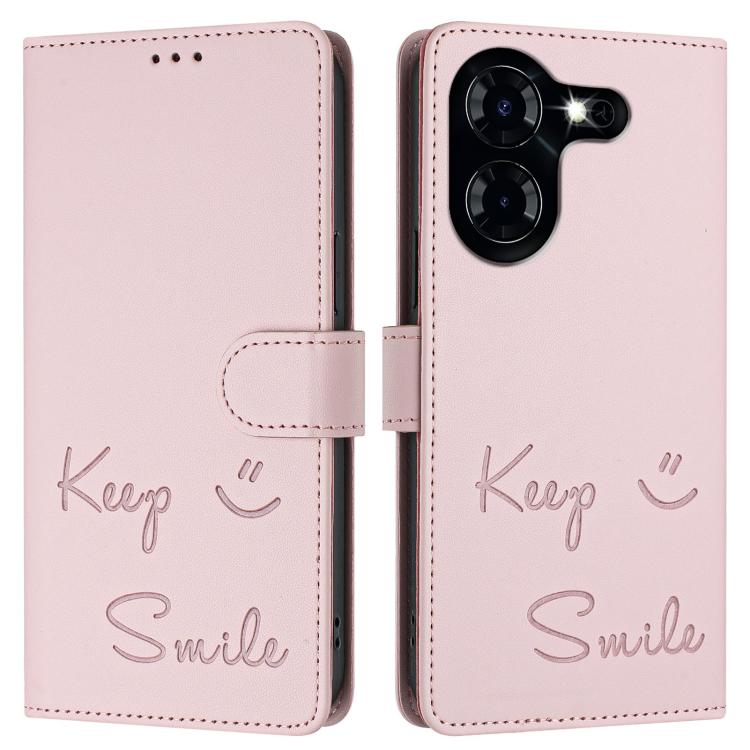 For Tecno Pova 5 4G Smile Embossing RFID Leather Phone Case