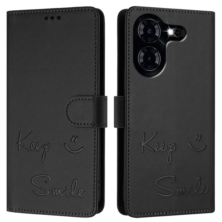For Tecno Pova 5 4G Smile Embossing RFID Leather Phone Case