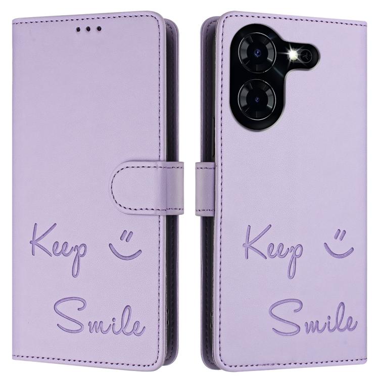 For Tecno Pova 5 4G Smile Embossing RFID Leather Phone Case