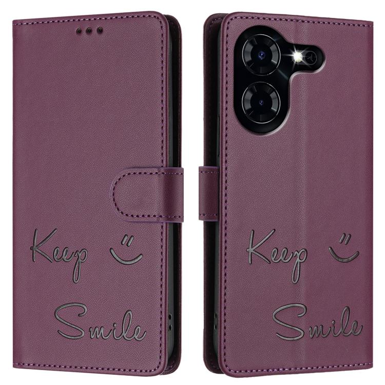 For Tecno Pova 5 4G Smile Embossing RFID Leather Phone Case