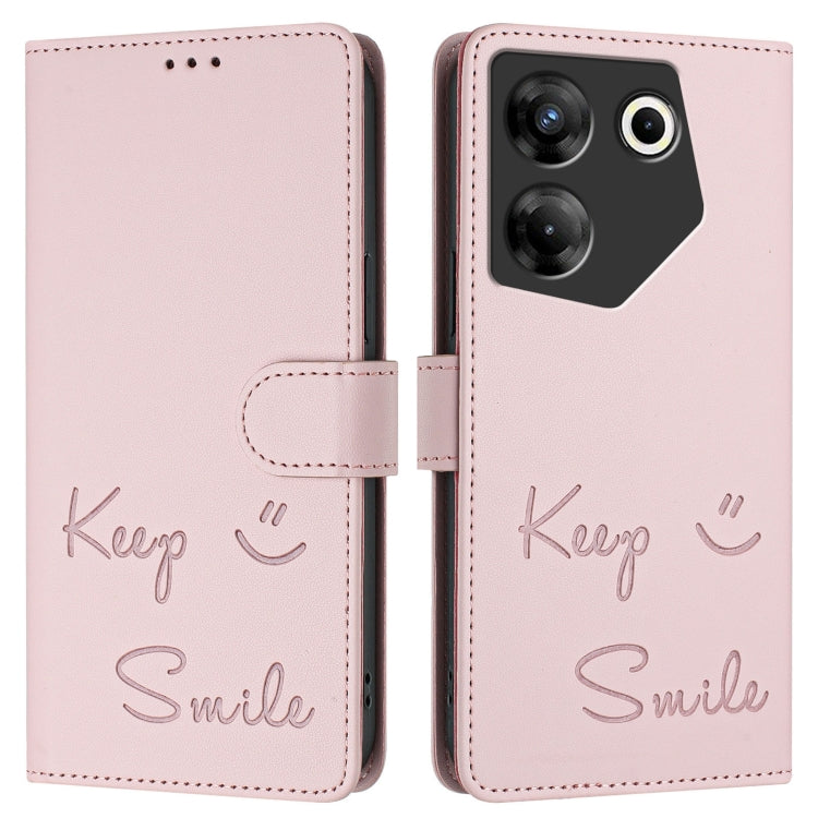 For Tecno Camon 20 Pro 5G Smile Embossing RFID Leather Phone Case