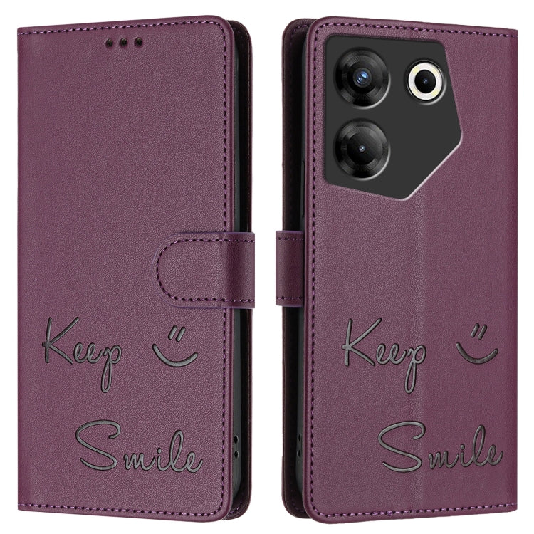 For Tecno Camon 20 Pro 5G Smile Embossing RFID Leather Phone Case