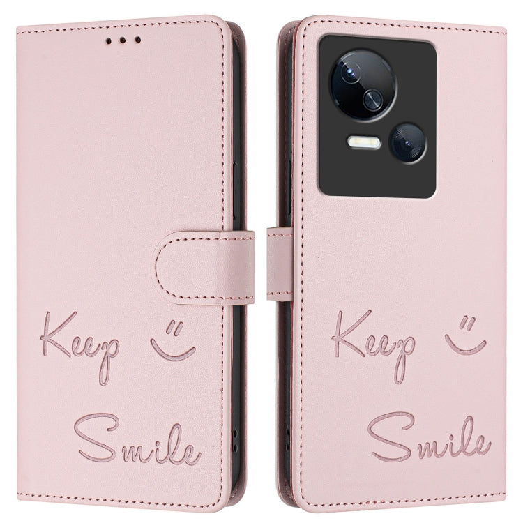 For Tecno Spark 10 5G Smile Embossing RFID Leather Phone Case