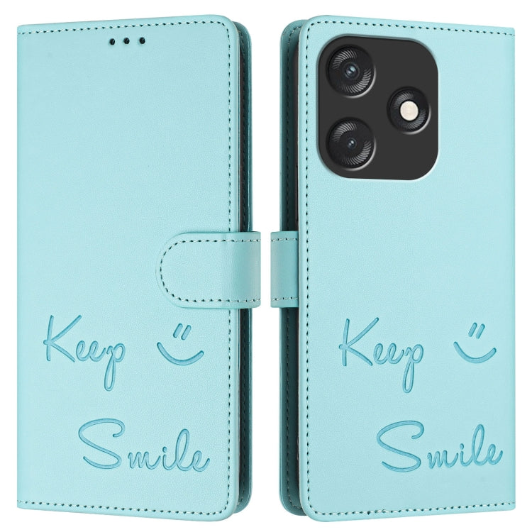 For Tecno Spark 10C Smile Embossing RFID Leather Phone Case