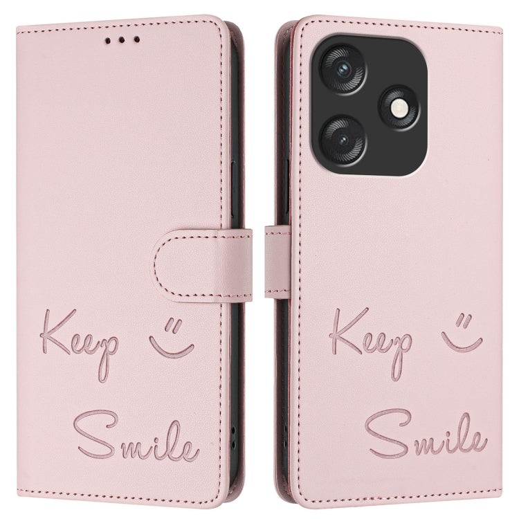 For Tecno Spark 10C Smile Embossing RFID Leather Phone Case