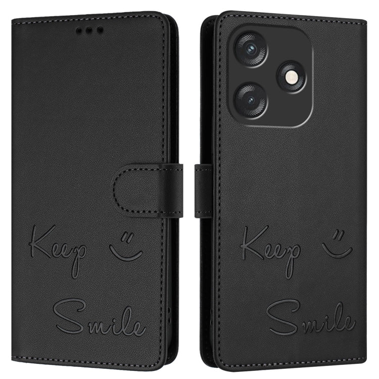 For Tecno Spark 10C Smile Embossing RFID Leather Phone Case