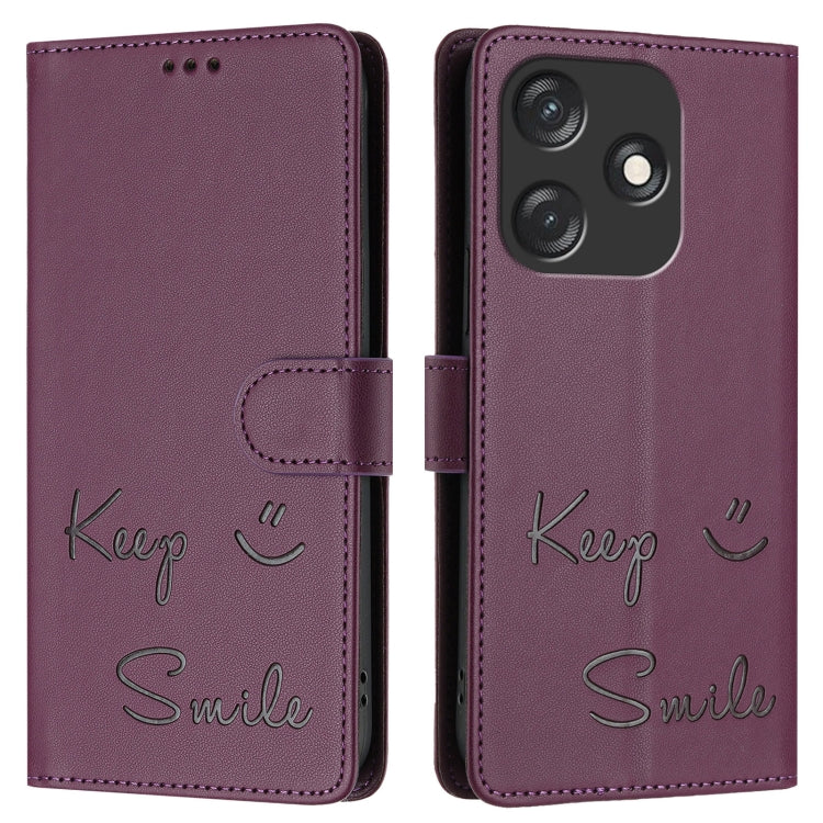 For Tecno Spark 10C Smile Embossing RFID Leather Phone Case