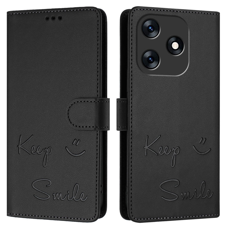 For Tecno Spark 10 4G Smile Embossing RFID Leather Phone Case