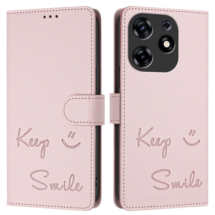 For Tecno Spark 10 Pro Smile Embossing RFID Leather Phone Case