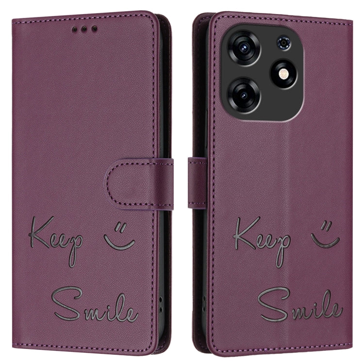 For Tecno Spark 10 Pro Smile Embossing RFID Leather Phone Case