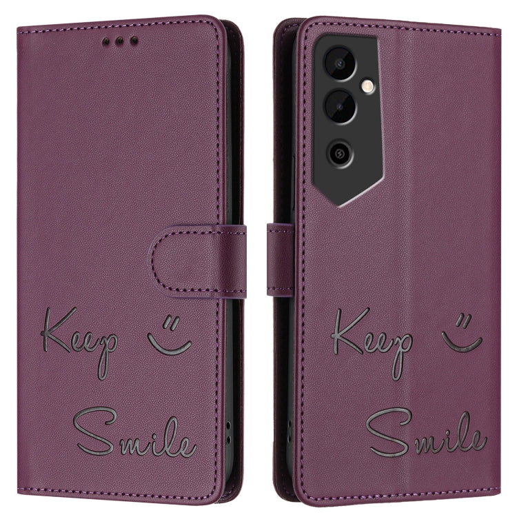 For Tecno Pova Neo 2 Smile Embossing RFID Leather Phone Case
