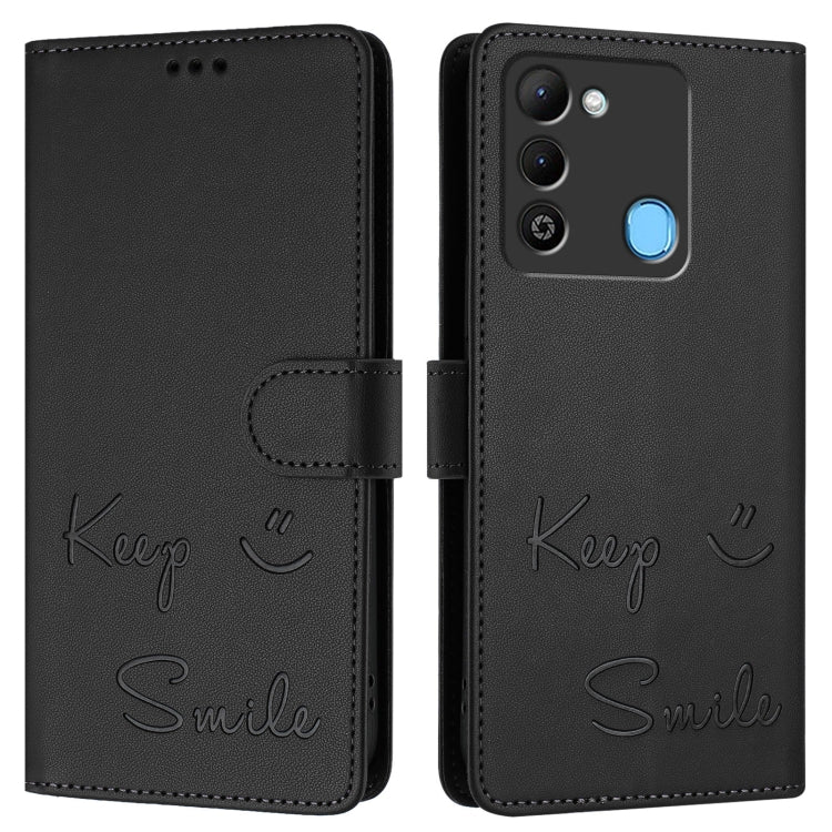 For Tecno Spark 9 Smile Embossing RFID Leather Phone Case