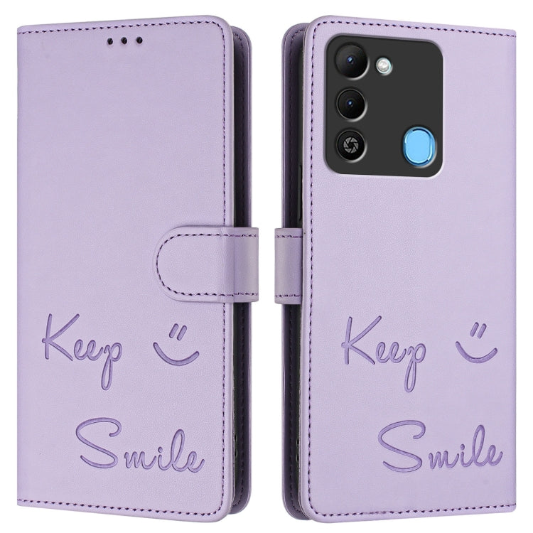 For Tecno Spark 9 Smile Embossing RFID Leather Phone Case