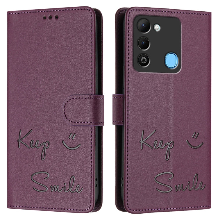 For Tecno Spark 9 Smile Embossing RFID Leather Phone Case