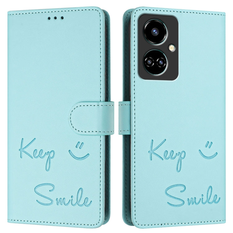 For Tecno Camon 19 Smile Embossing RFID Leather Phone Case