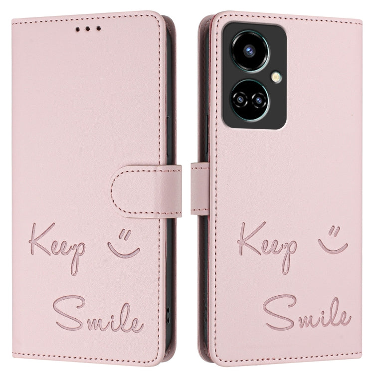 For Tecno Camon 19 Smile Embossing RFID Leather Phone Case