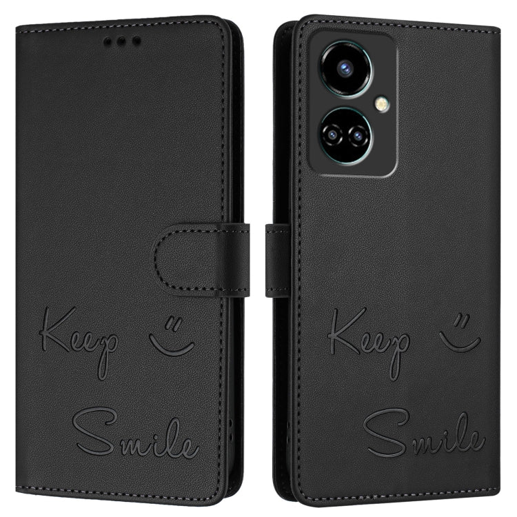For Tecno Camon 19 Smile Embossing RFID Leather Phone Case