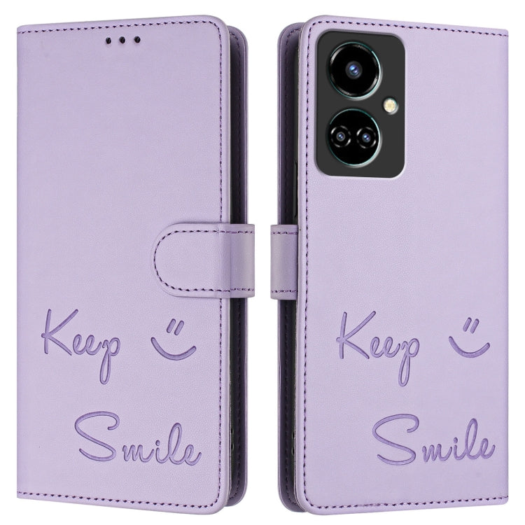 For Tecno Camon 19 Smile Embossing RFID Leather Phone Case