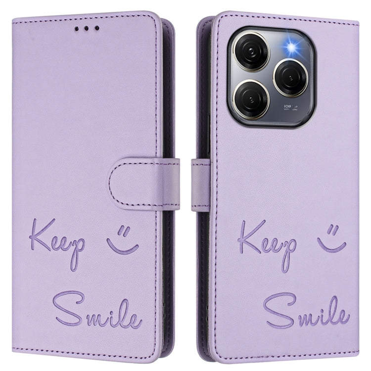 For Tecno Spark 20 Pro 5G Smile Embossing RFID Leather Phone Case