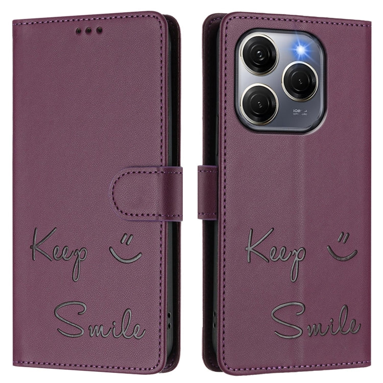 For Tecno Spark 20 Pro 5G Smile Embossing RFID Leather Phone Case