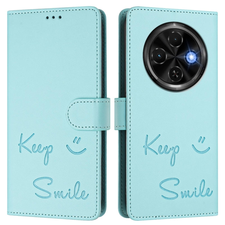 For Tecno Spark 30C Smile Embossing RFID Leather Phone Case
