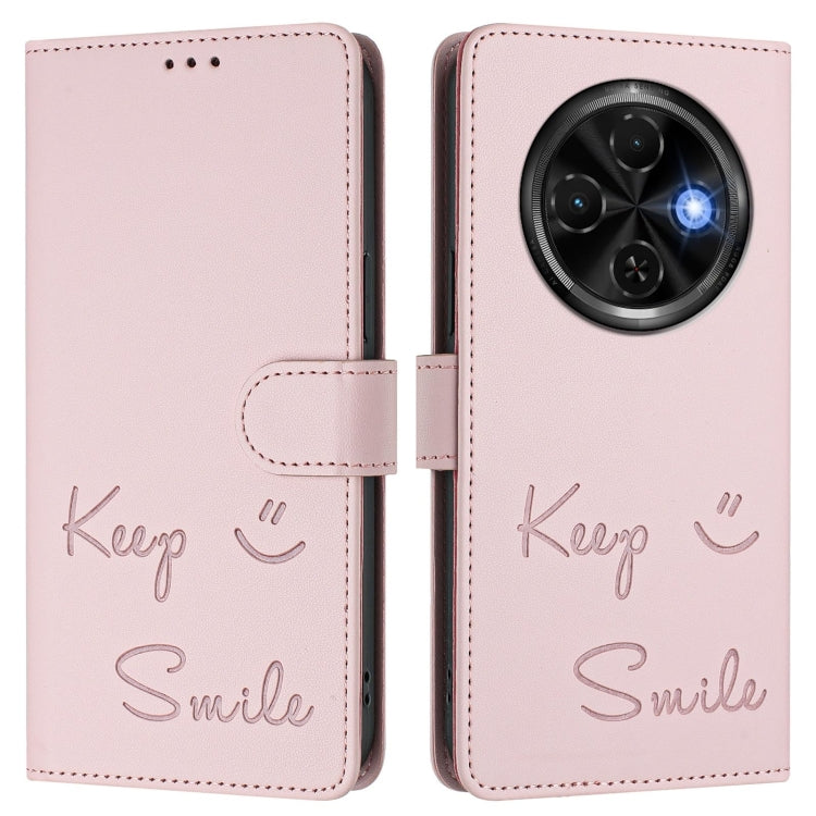 For Tecno Spark 30C Smile Embossing RFID Leather Phone Case