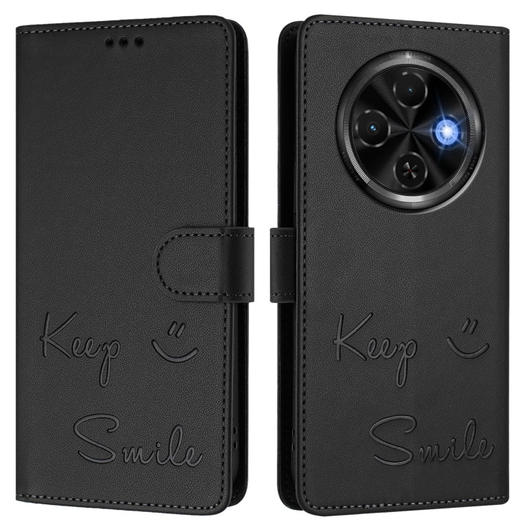 For Tecno Spark 30C Smile Embossing RFID Leather Phone Case