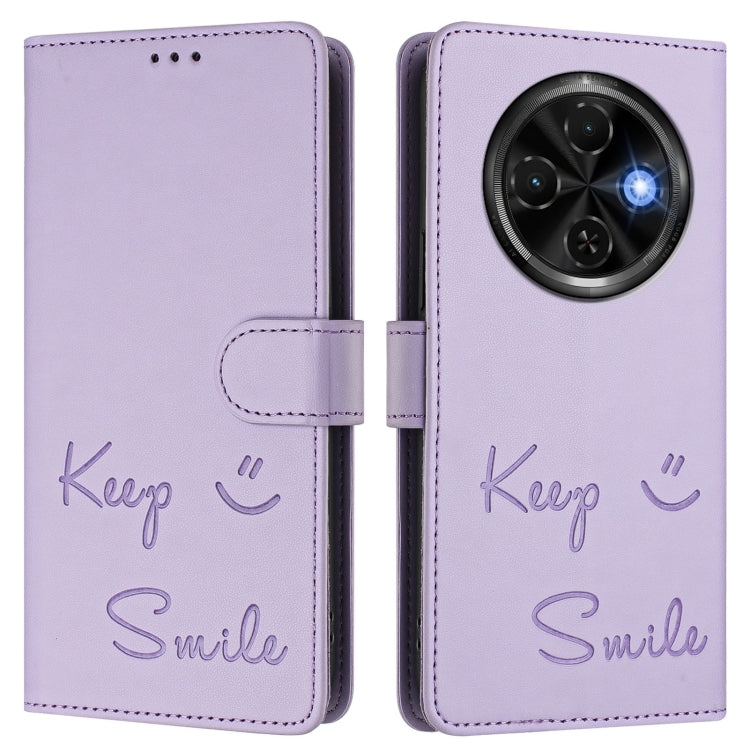 For Tecno Spark 30C Smile Embossing RFID Leather Phone Case