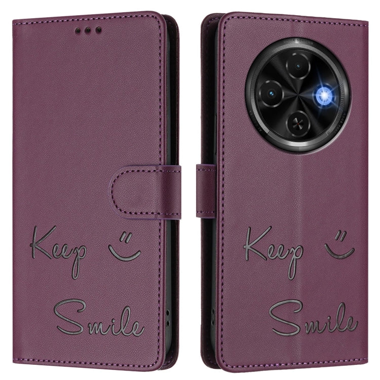 For Tecno Spark 30C Smile Embossing RFID Leather Phone Case