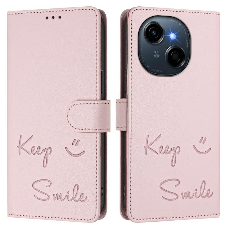 For Tecno Spark Go 1 / Go 2025 Smile Embossing RFID Leather Phone Case