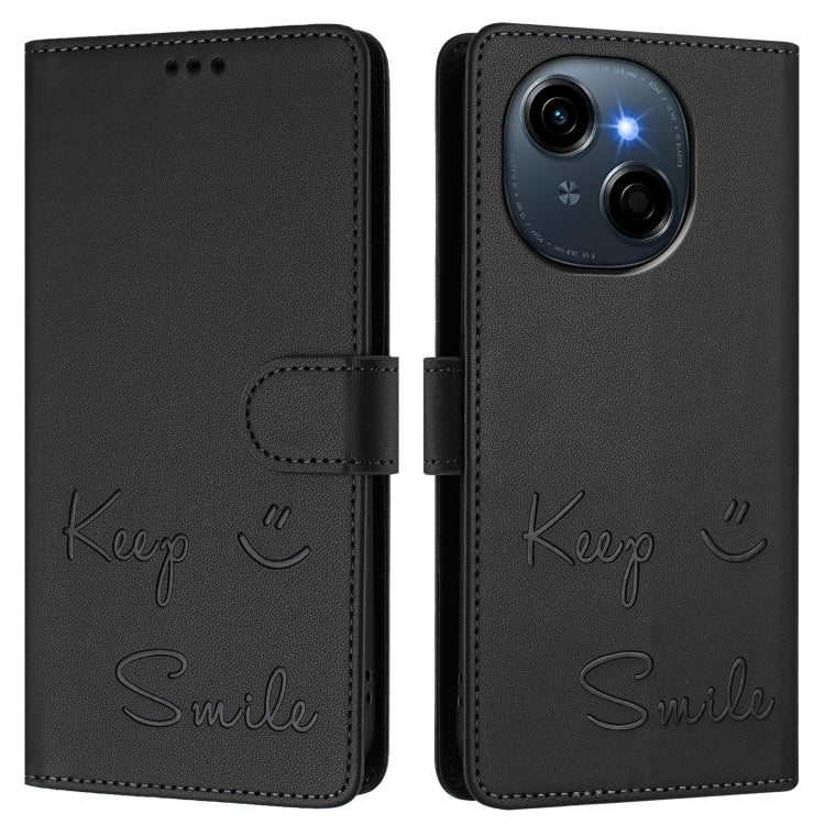 For Tecno Spark Go 1 / Go 2025 Smile Embossing RFID Leather Phone Case