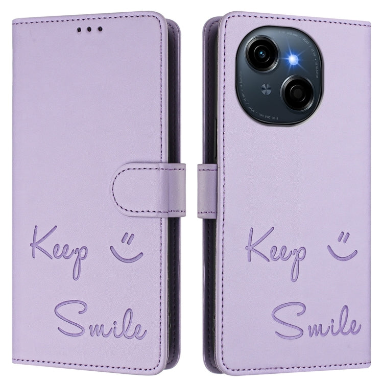 For Tecno Spark Go 1 / Go 2025 Smile Embossing RFID Leather Phone Case