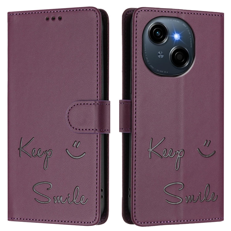 For Tecno Spark Go 1 / Go 2025 Smile Embossing RFID Leather Phone Case