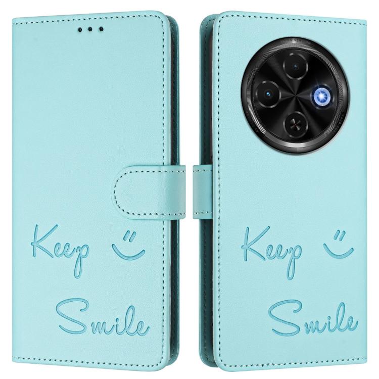 For Tecno Spark 30C 5G / Pop 9 5G Smile Embossing RFID Leather Phone Case