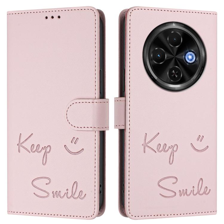 For Tecno Spark 30C 5G / Pop 9 5G Smile Embossing RFID Leather Phone Case