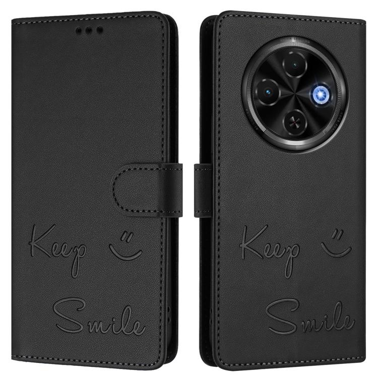 For Tecno Spark 30C 5G / Pop 9 5G Smile Embossing RFID Leather Phone Case