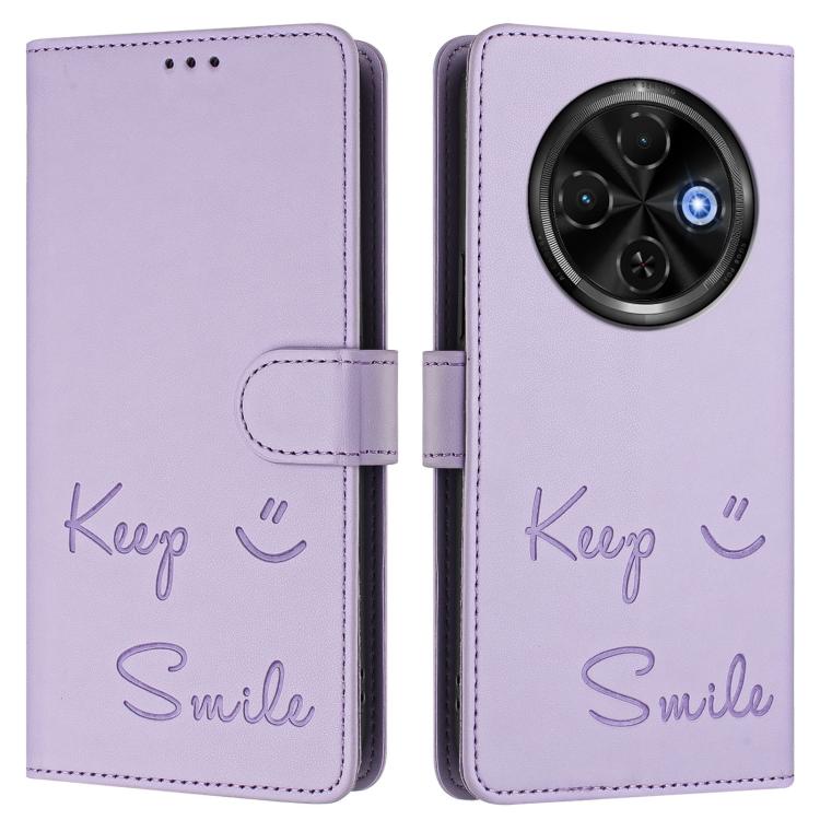 For Tecno Spark 30C 5G / Pop 9 5G Smile Embossing RFID Leather Phone Case