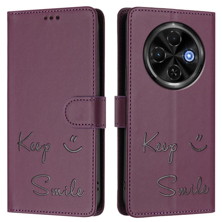For Tecno Spark 30C 5G / Pop 9 5G Smile Embossing RFID Leather Phone Case