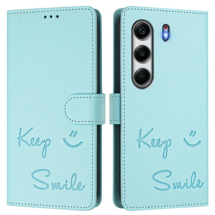For Tecno Camon 40 4G Smile Embossing RFID Leather Phone Case