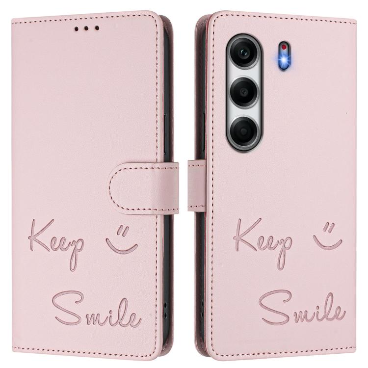For Tecno Camon 40 4G Smile Embossing RFID Leather Phone Case