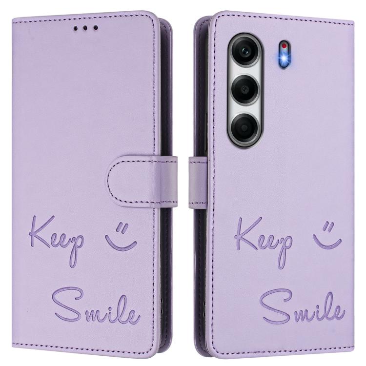 For Tecno Camon 40 4G Smile Embossing RFID Leather Phone Case