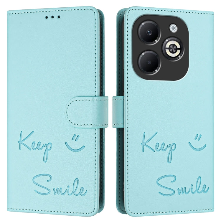 For Infinix Smart 8 Plus / Smart 8 Pro Smile Embossing RFID Leather Phone Case