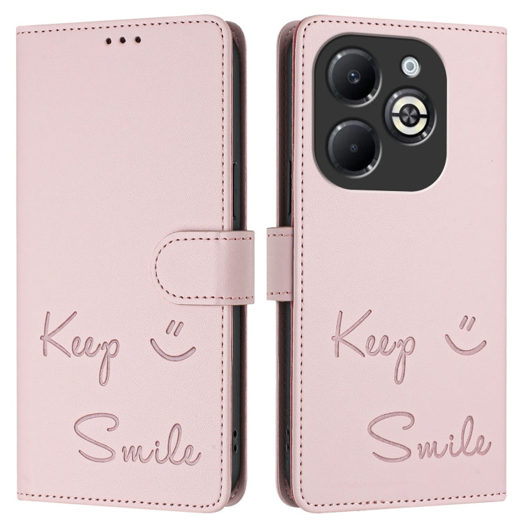 For Infinix Smart 8 Plus / Smart 8 Pro Smile Embossing RFID Leather Phone Case