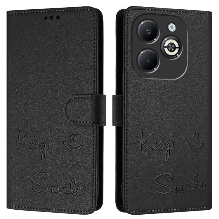 For Infinix Smart 8 Plus / Smart 8 Pro Smile Embossing RFID Leather Phone Case